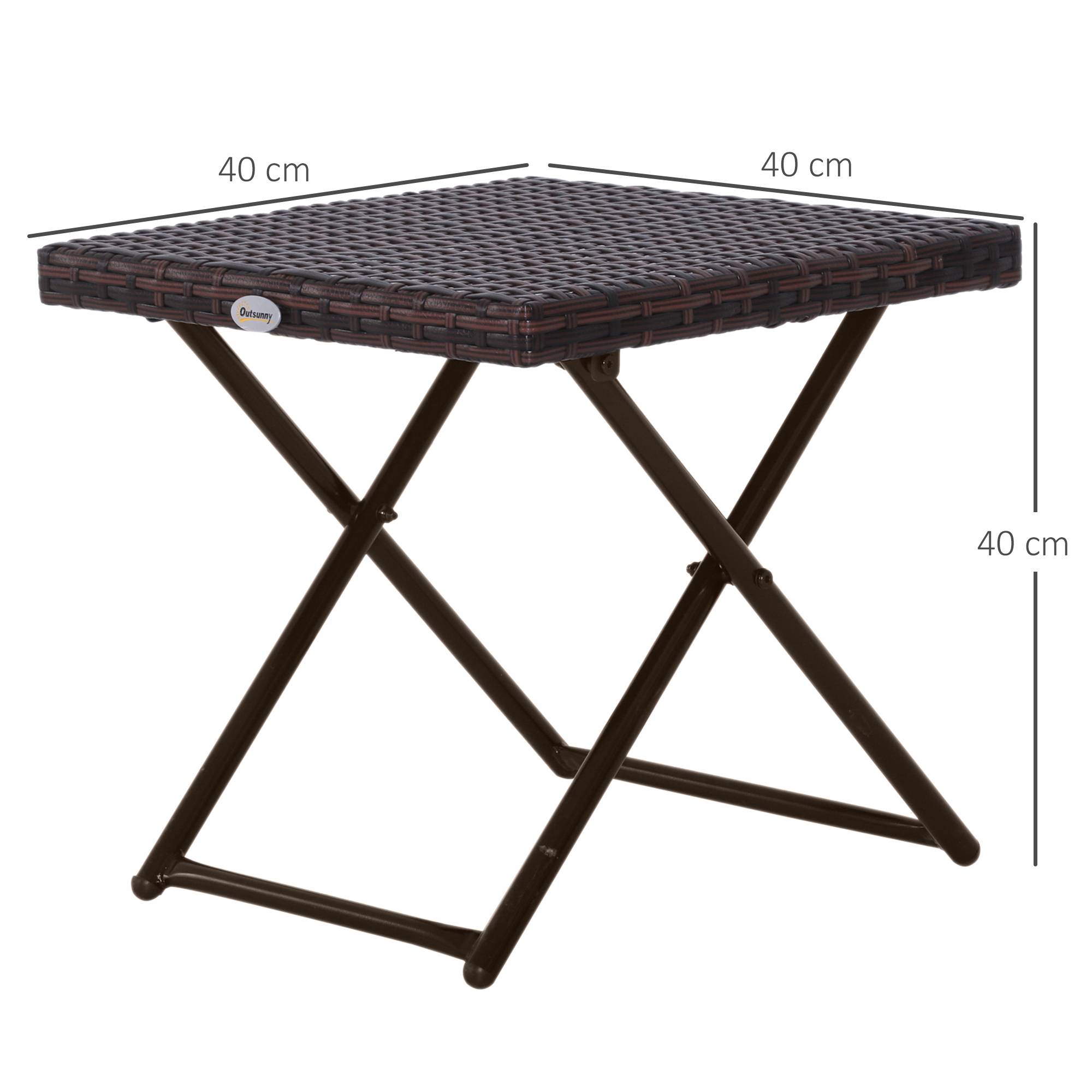 ComfortXL - Table basse pliante jardin résine tressée acier balcon gain de place 40x40x40cm marron - ComfortXL Outdoor Living - Image 5
