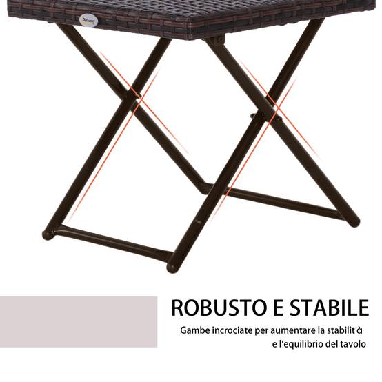 ComfortXL - Table basse pliante jardin résine tressée acier balcon gain de place 40x40x40cm marron - ComfortXL Outdoor Living - Image 8