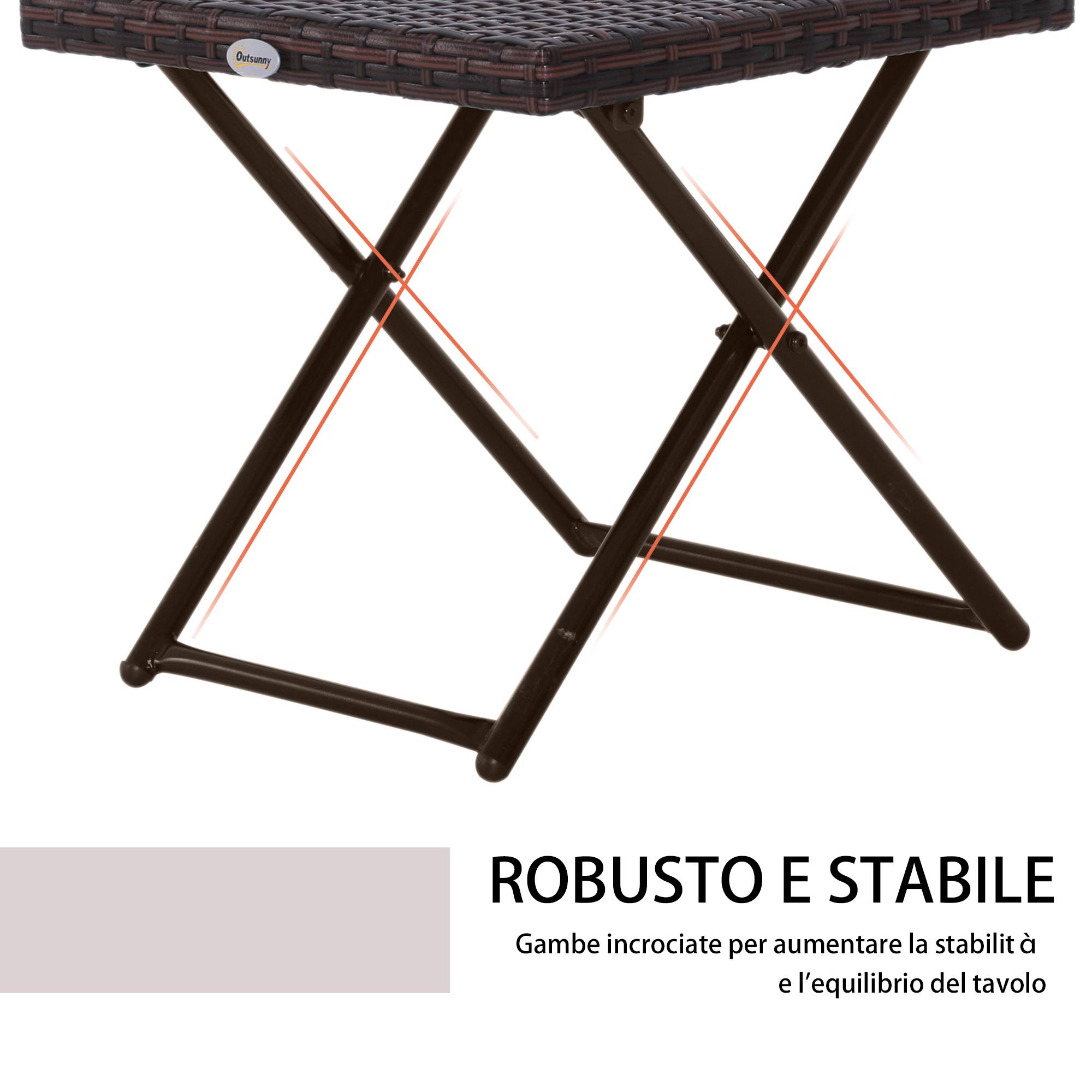 ComfortXL - Table basse pliante jardin résine tressée acier balcon gain de place 40x40x40cm marron - ComfortXL Outdoor Living - Image 8