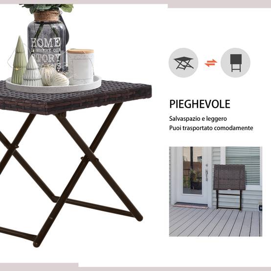 ComfortXL - Table basse pliante jardin résine tressée acier balcon gain de place 40x40x40cm marron - ComfortXL Outdoor Living - Image 6
