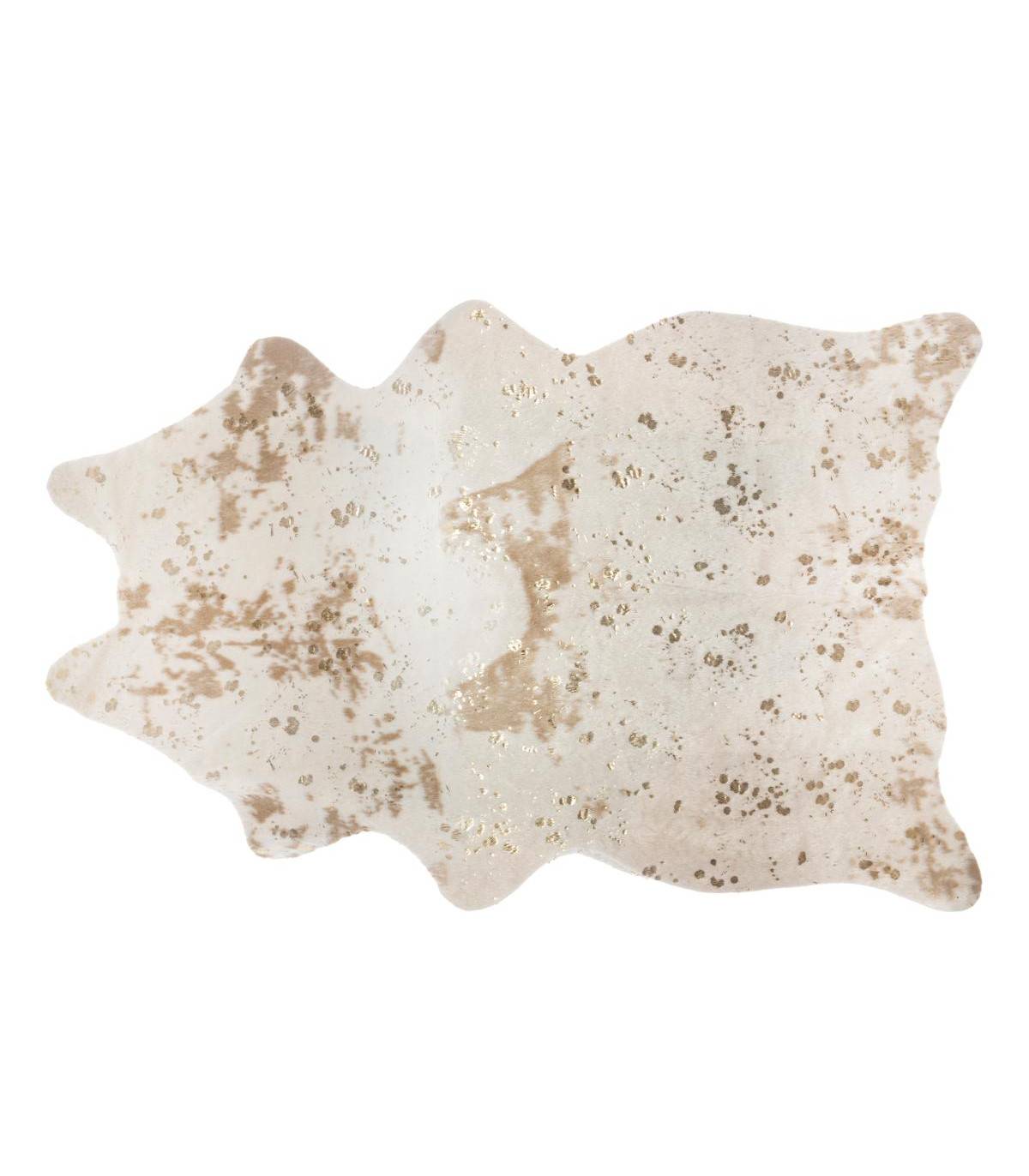 Fééric Lights & Christmas - Tapis déco aspect Peau de Vache beige et doré 190 x 150 cm