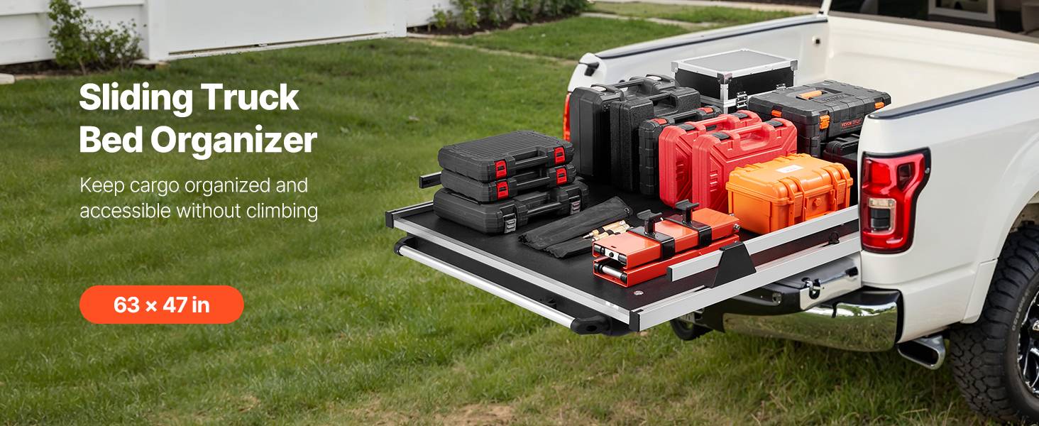 VEVOR Organiseur lit coulissant camion, 1600x1194 mm, charge 453,6 kg, noir. - Image 9