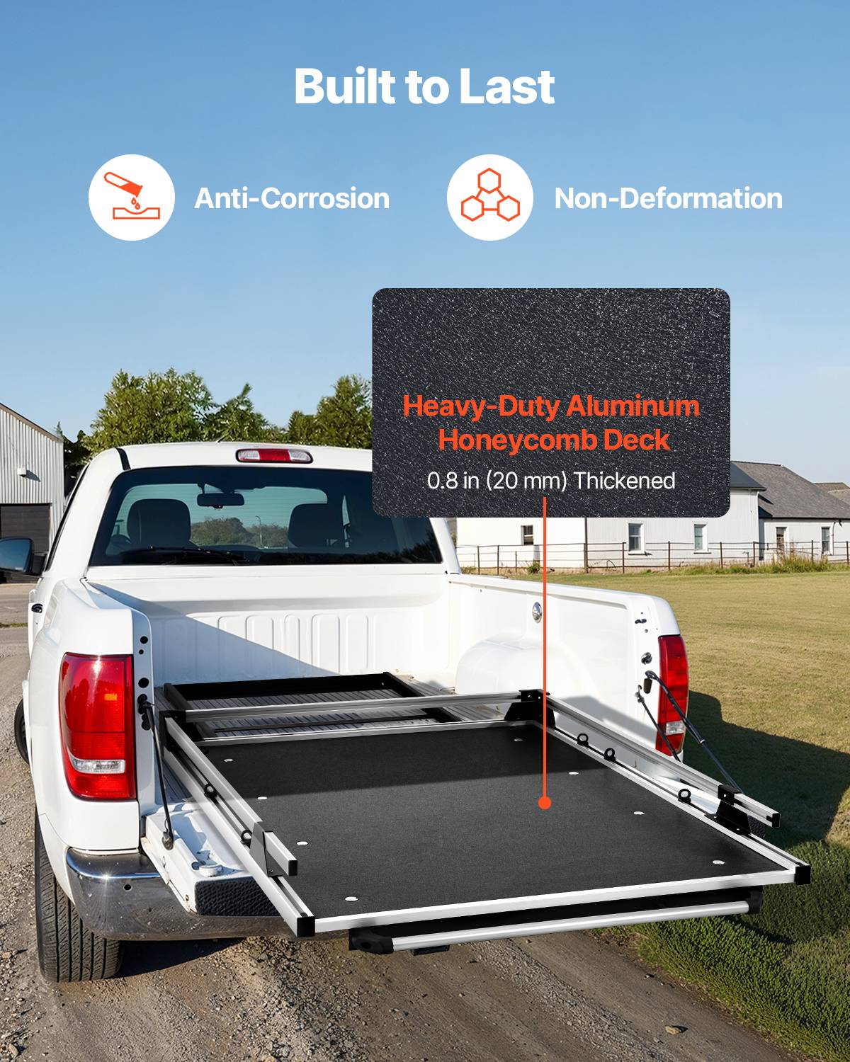 VEVOR Organiseur lit coulissant camion, 1600x1194 mm, charge 453,6 kg, noir. - Image 5