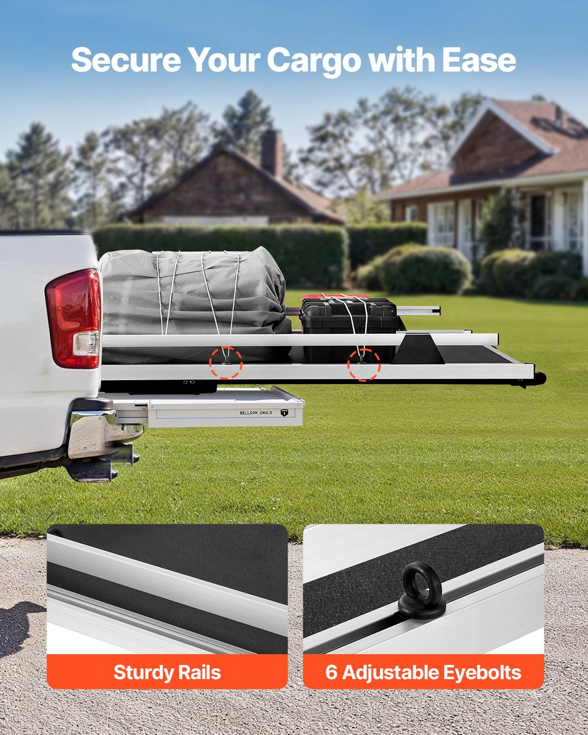 VEVOR Organiseur lit coulissant camion, 1600x1194 mm, charge 453,6 kg, noir. - Image 4