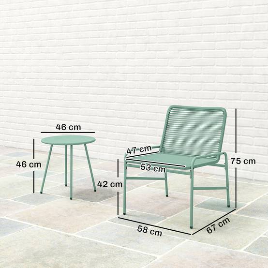 Maison Chic - Salon de Jardin Extérieur 3 Pièces en Résine Tressée et Acier, Table de Jardin Ronde avec 2 Chaises, 58x67x75cm, Vert - Image 5