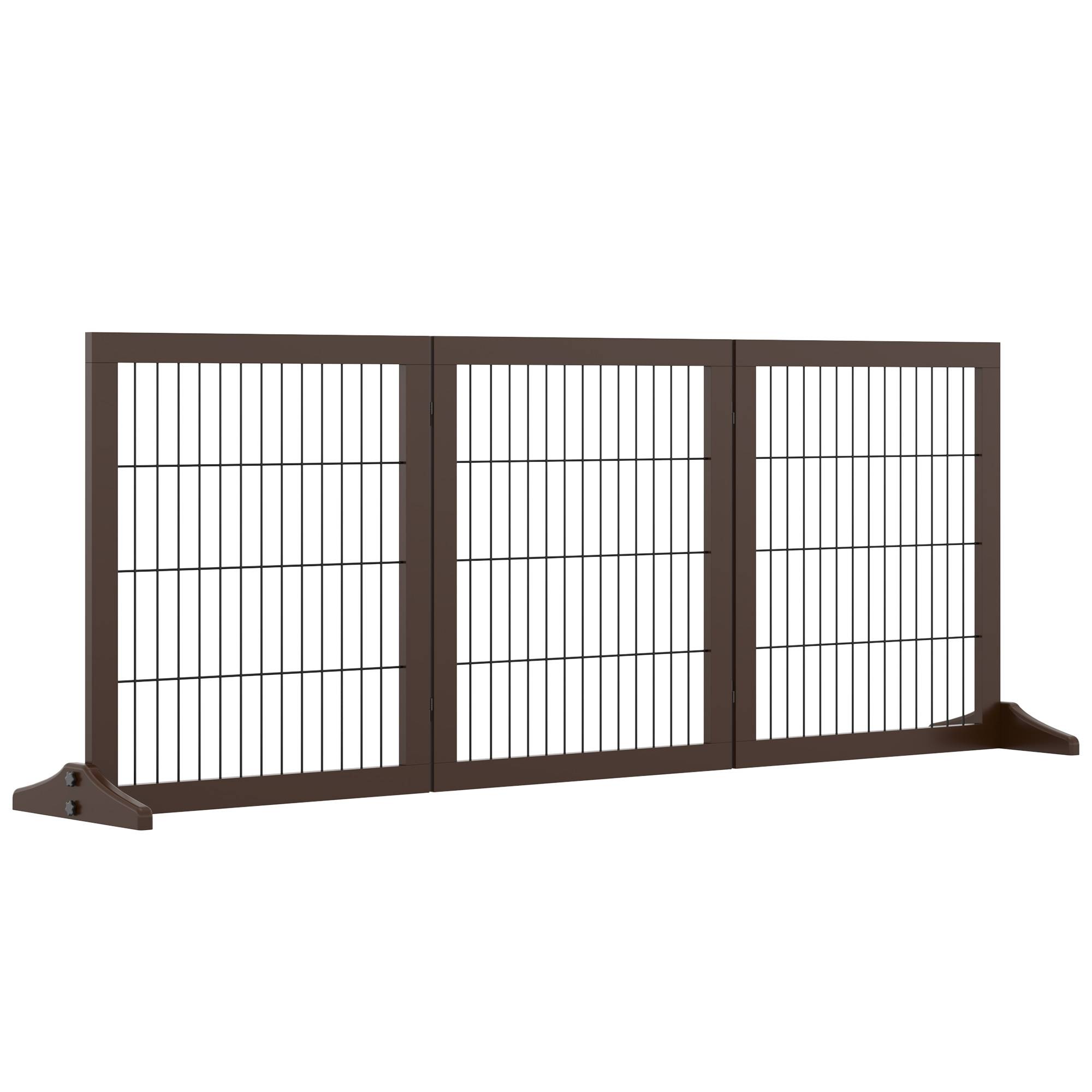 Barrière Sécurité Chien Bois Pin Massif Escalier Porte Protection Pliable 185cm Brun - ComfortXL Pet Living - Image 2