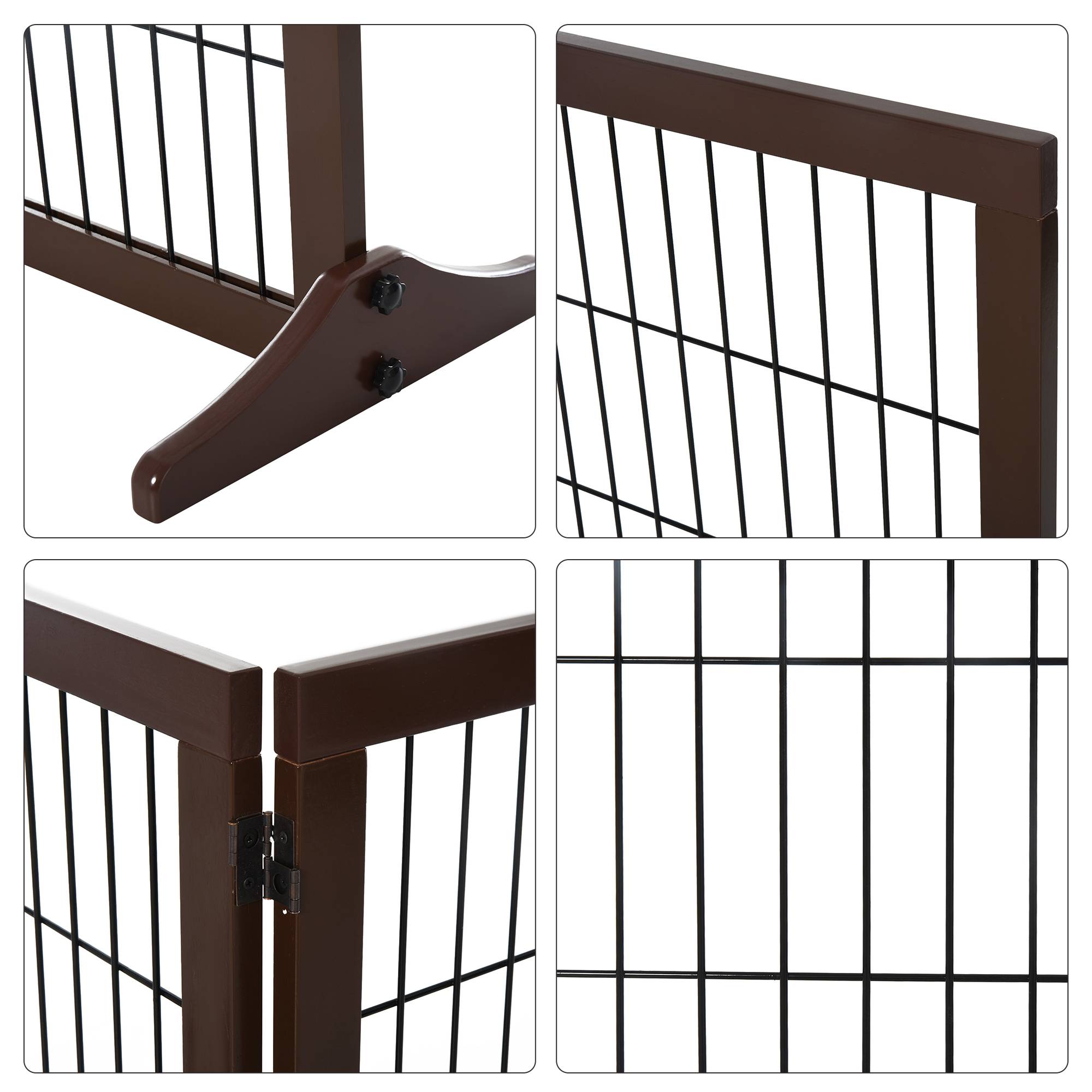 Barrière Sécurité Chien Bois Pin Massif Escalier Porte Protection Pliable 185cm Brun - ComfortXL Pet Living - Image 7