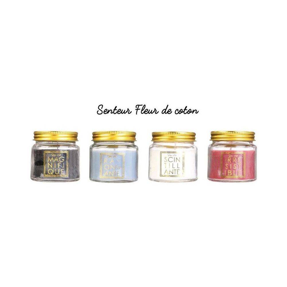 The Home Deco Factory - Bougie en pot message scintillant senteur fleur de coton (Lot de 3) - Image 4
