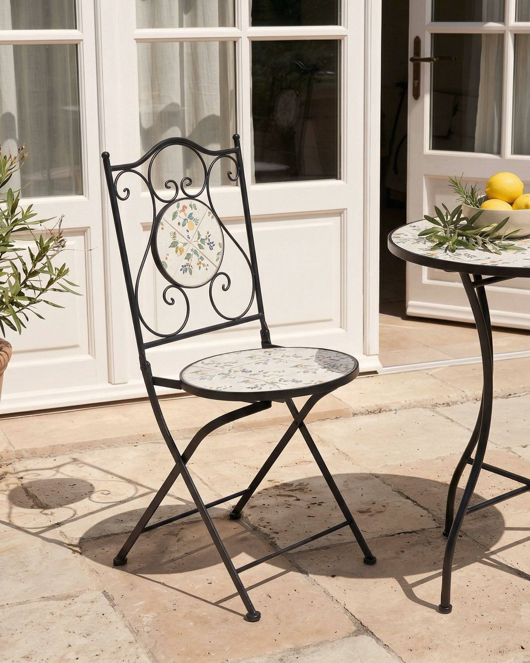 Beliani - Chaise de jardin Métal Blanc cassé COLLIO - 40x45x90- Beliani - Image 1