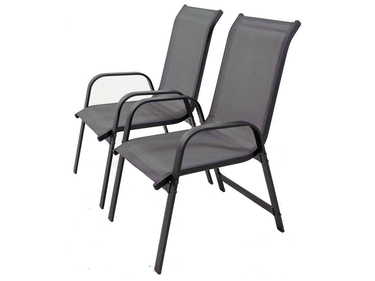 Fauteuil Jardin Alu/textilène "porto" - Phoenix - Gris Foncé - Lot De 2 -habitat Et Jardin - Image 1