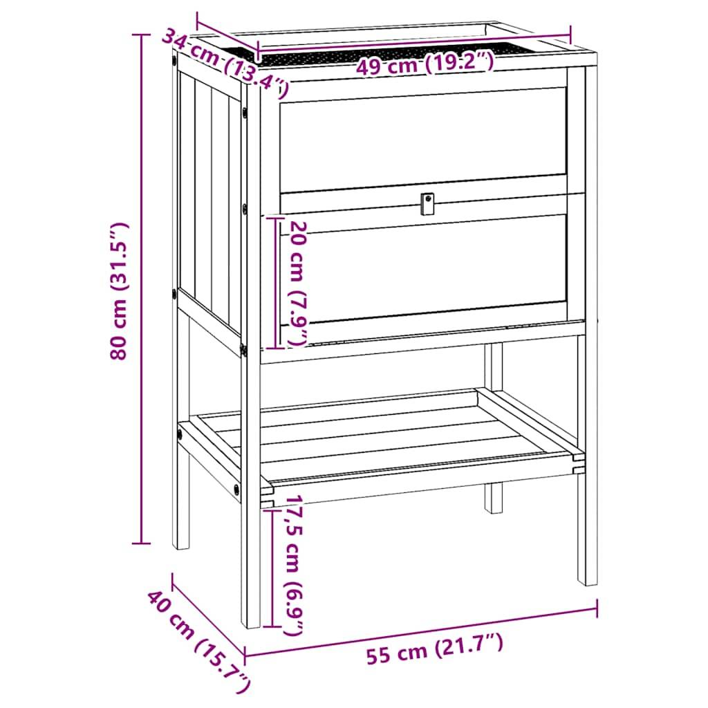 Vidaxl - Cage pour hamster 55x40x80 cm Bois massif Sapin vidaXL 172382 - Image 3