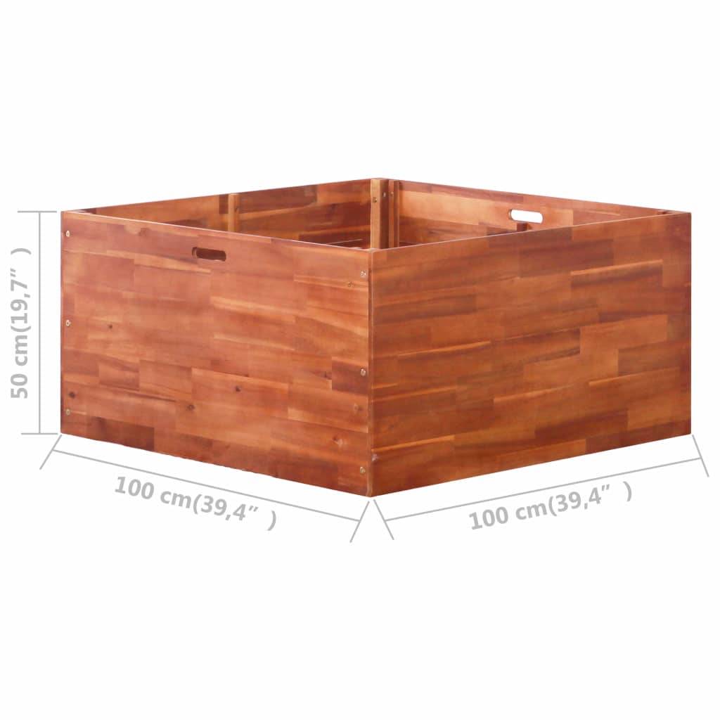 Jardinière lit surélevé plantes fleurs jardin 100 x 100 x 50 cm bois d'acacia - Image 6