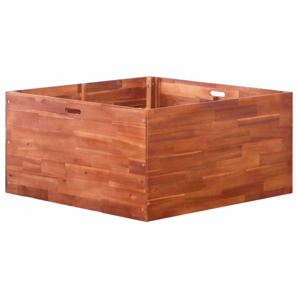 Jardinière lit surélevé plantes fleurs jardin 100 x 100 x 50 cm bois d'acacia - Image 1