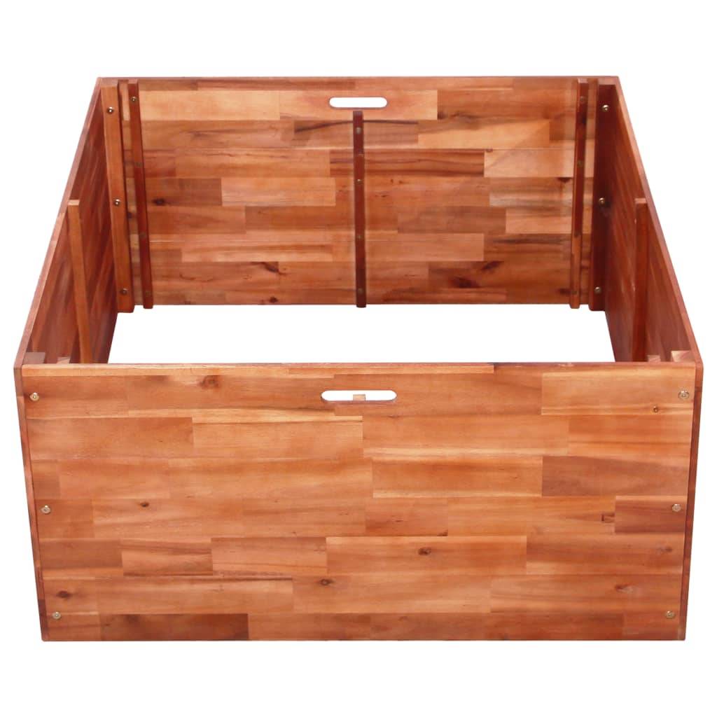 Jardinière lit surélevé plantes fleurs jardin 100 x 100 x 50 cm bois d'acacia - Image 3
