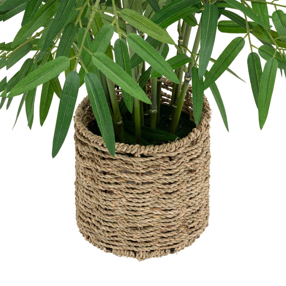 Plante artificielle Bambou dans un Pot en fibres naturelles D 45 x H 100 cm - Image 3