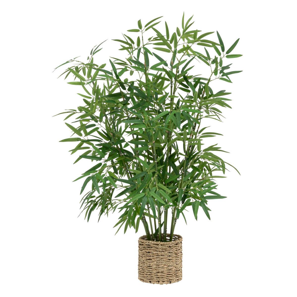 Plante artificielle Bambou dans un Pot en fibres naturelles D 45 x H 100 cm - Image 1