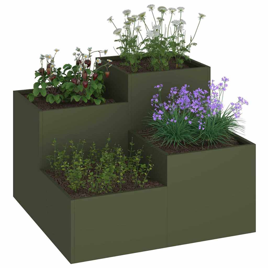 Maison Chic - Cache-pot, Pot De Fleurs Vert olive 80 x 80 x 60 cm Acier g436 - Image 2