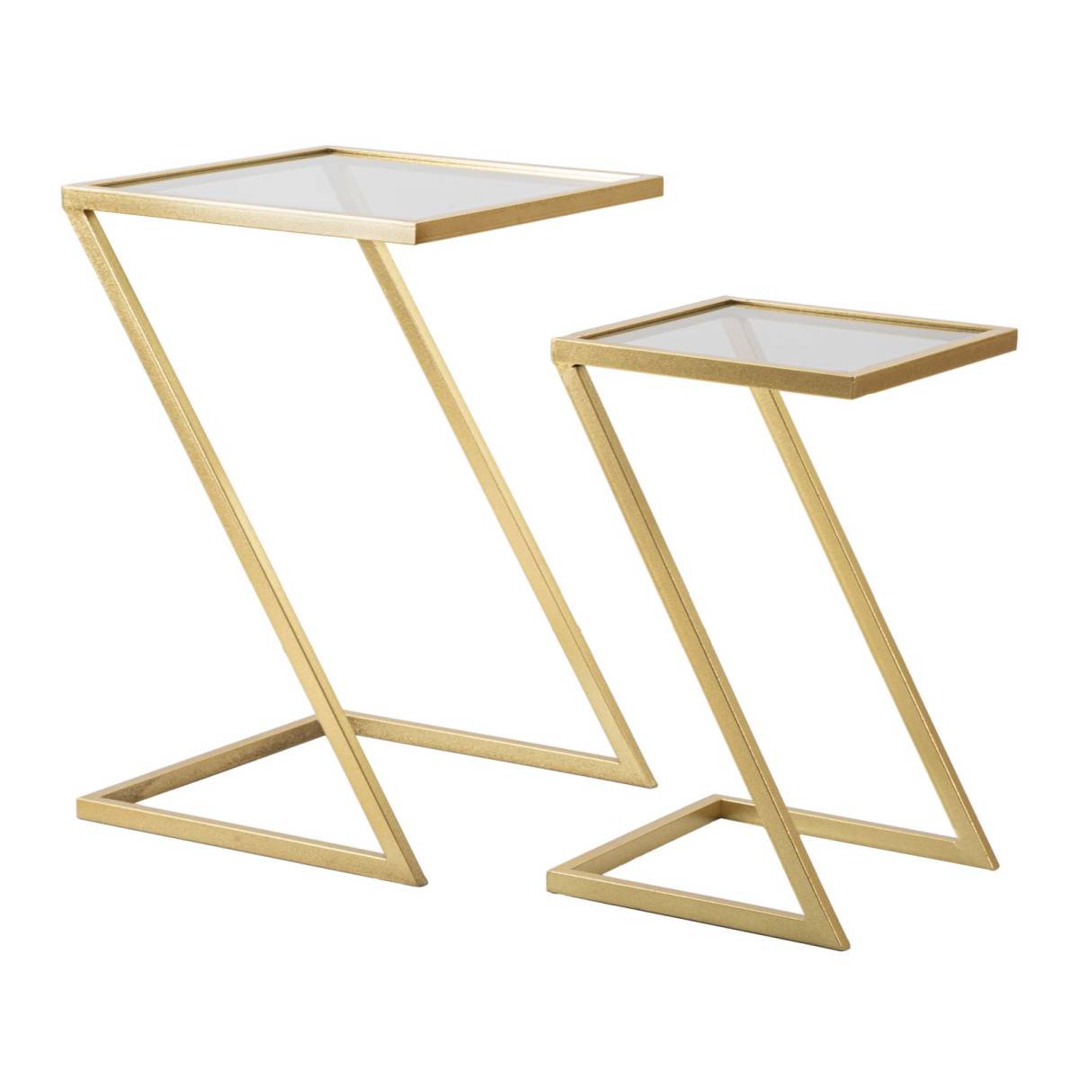 Lot de 2 Tables d'Appoint Gigognes "Zoe" 60cm Or - Image 2
