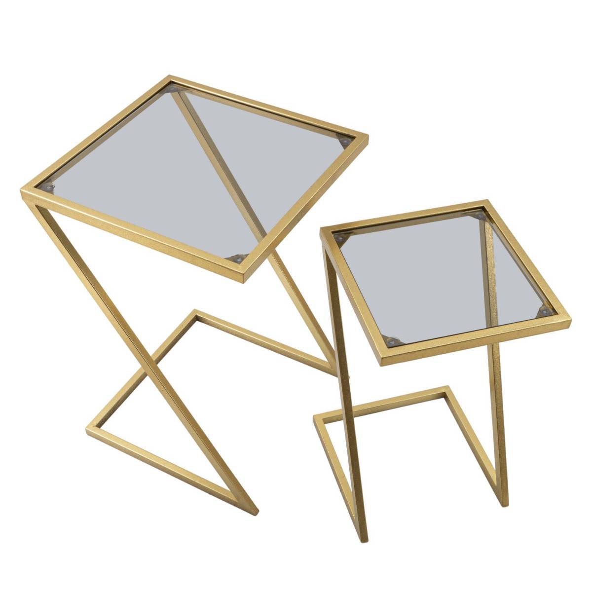 Lot de 2 Tables d'Appoint Gigognes "Zoe" 60cm Or - Image 4
