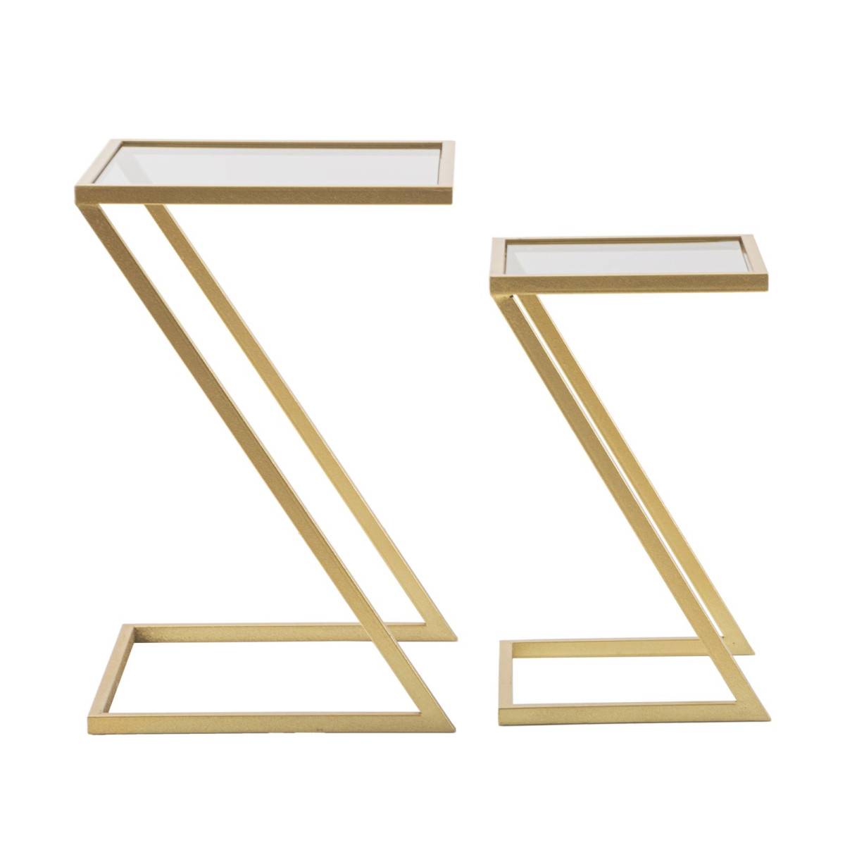 Lot de 2 Tables d'Appoint Gigognes "Zoe" 60cm Or - Image 7