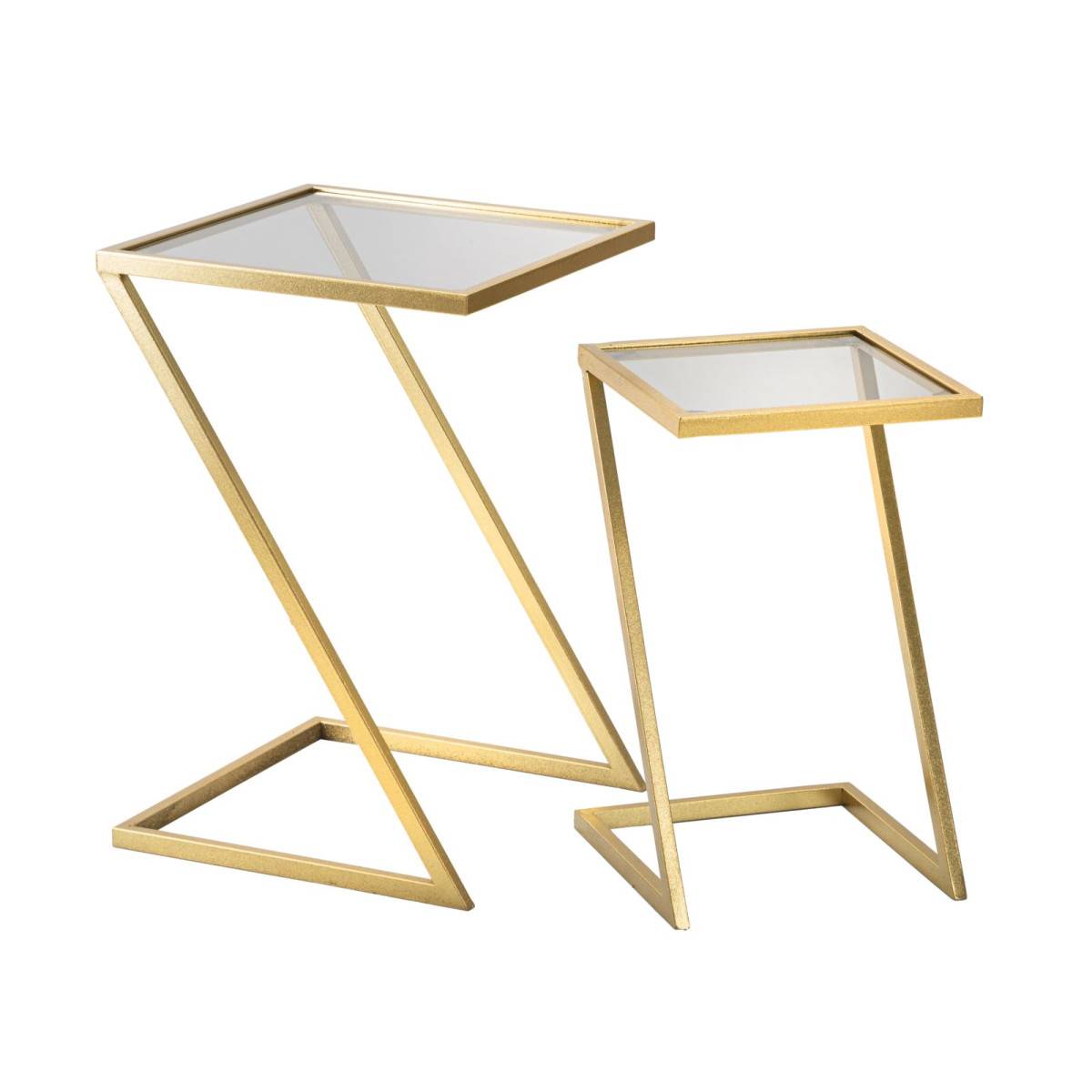 Lot de 2 Tables d'Appoint Gigognes "Zoe" 60cm Or - Image 1