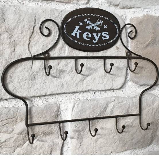 Porte boîte à clés clefs applique murale extérieure métal marron 41cm Chemin de campagne - Image 3