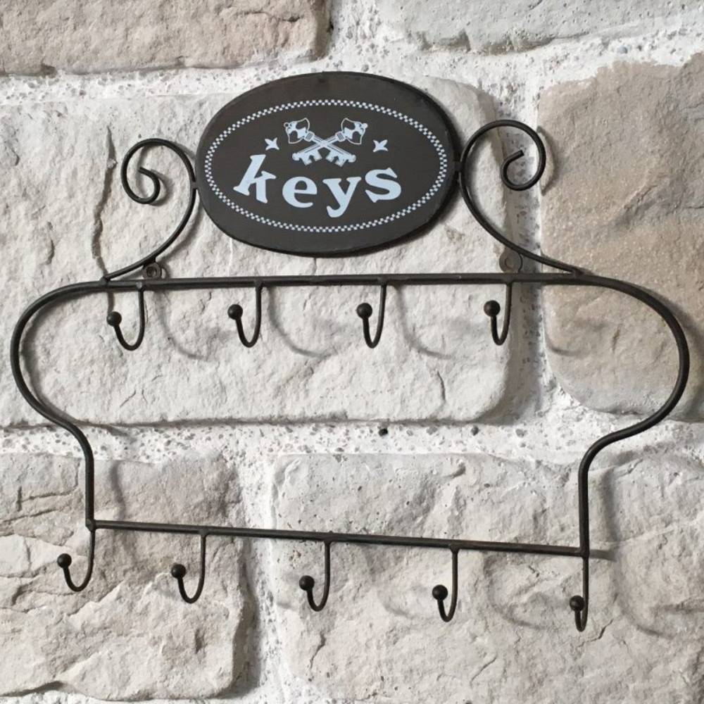Porte boîte à clés clefs applique murale extérieure métal marron 41cm Chemin de campagne - Image 2