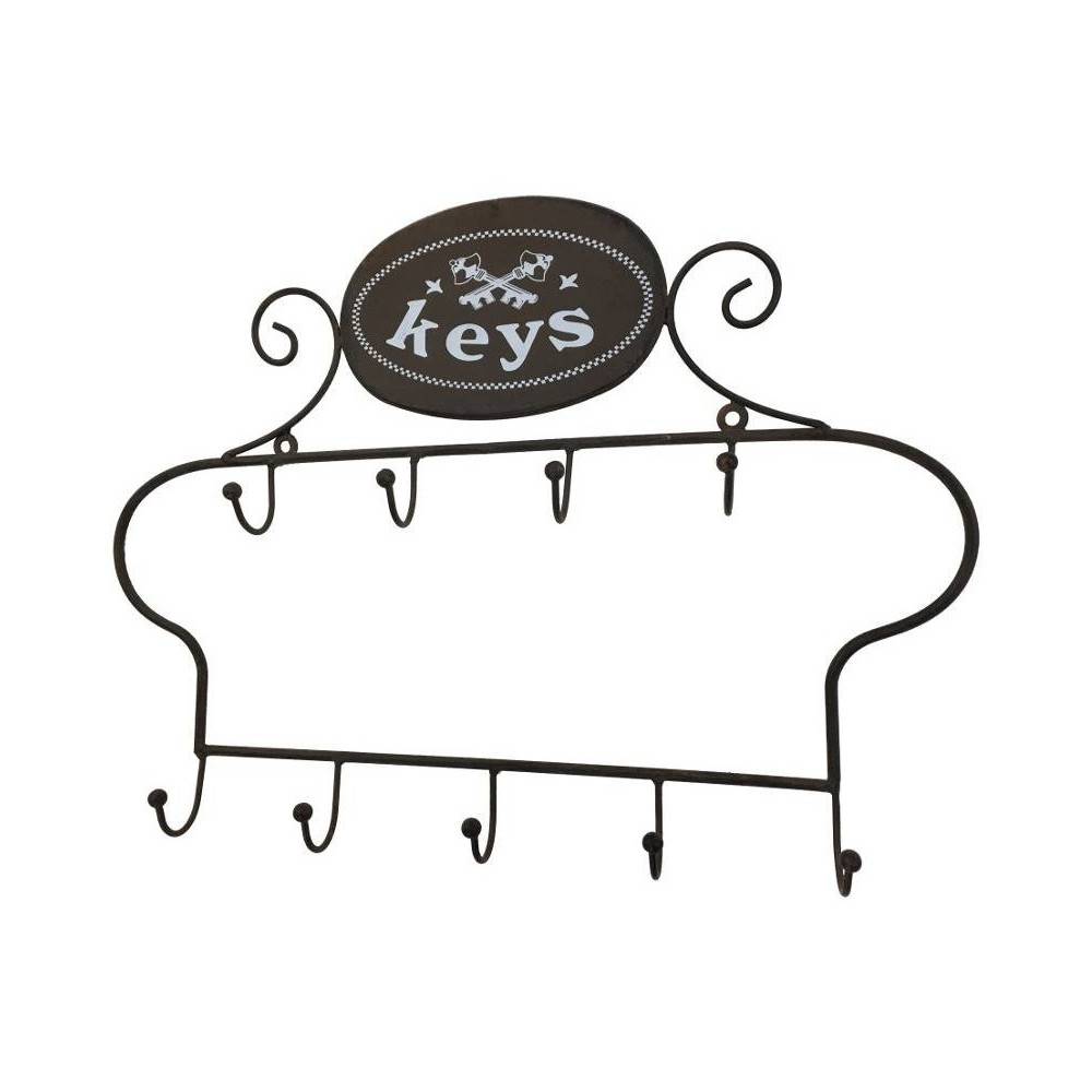 Porte boîte à clés clefs applique murale extérieure métal marron 41cm Chemin de campagne - Image 1