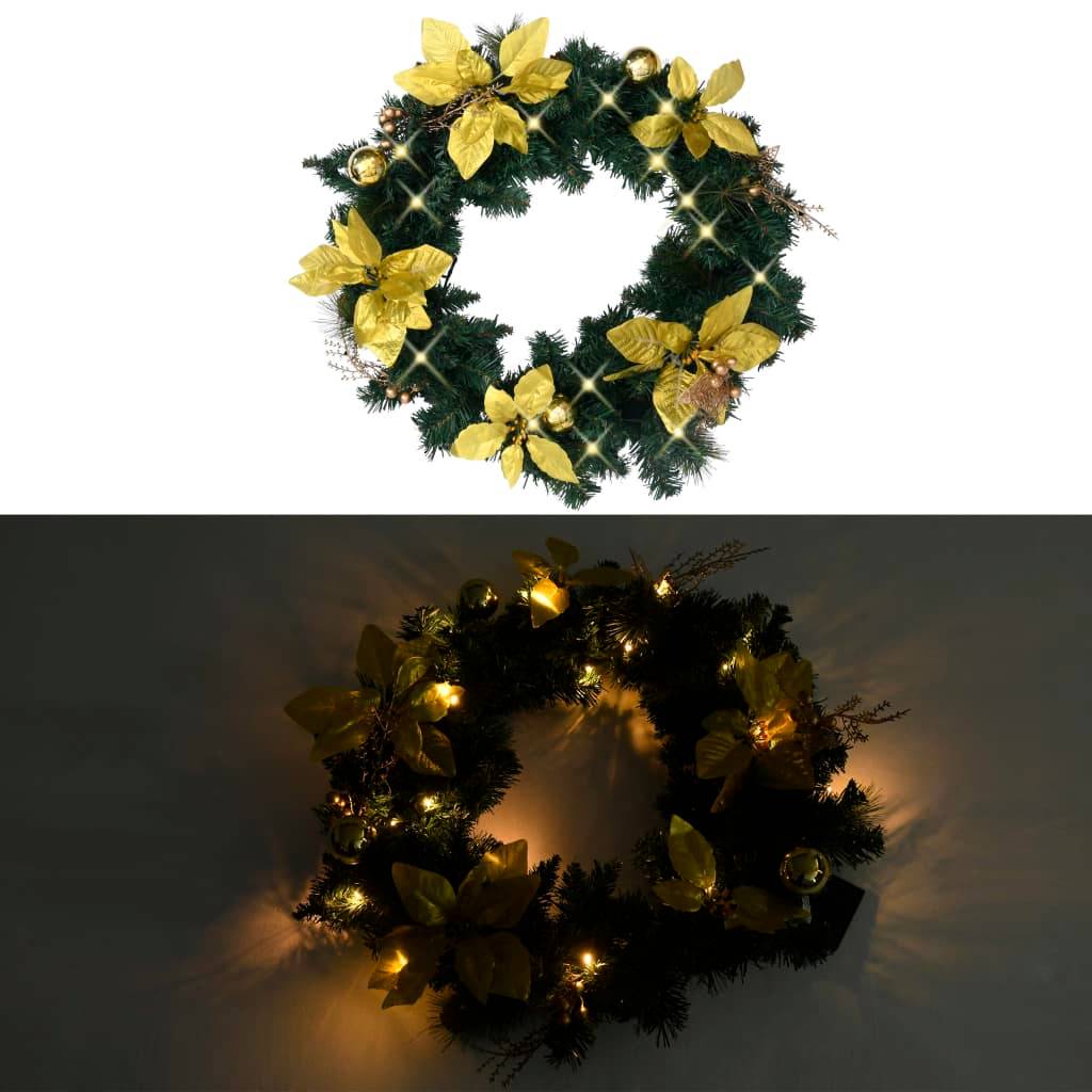 Vidaxl - Couronne de Noël avec lumières LED vert 60 cm PVC vidaXL 320974 - Image 2