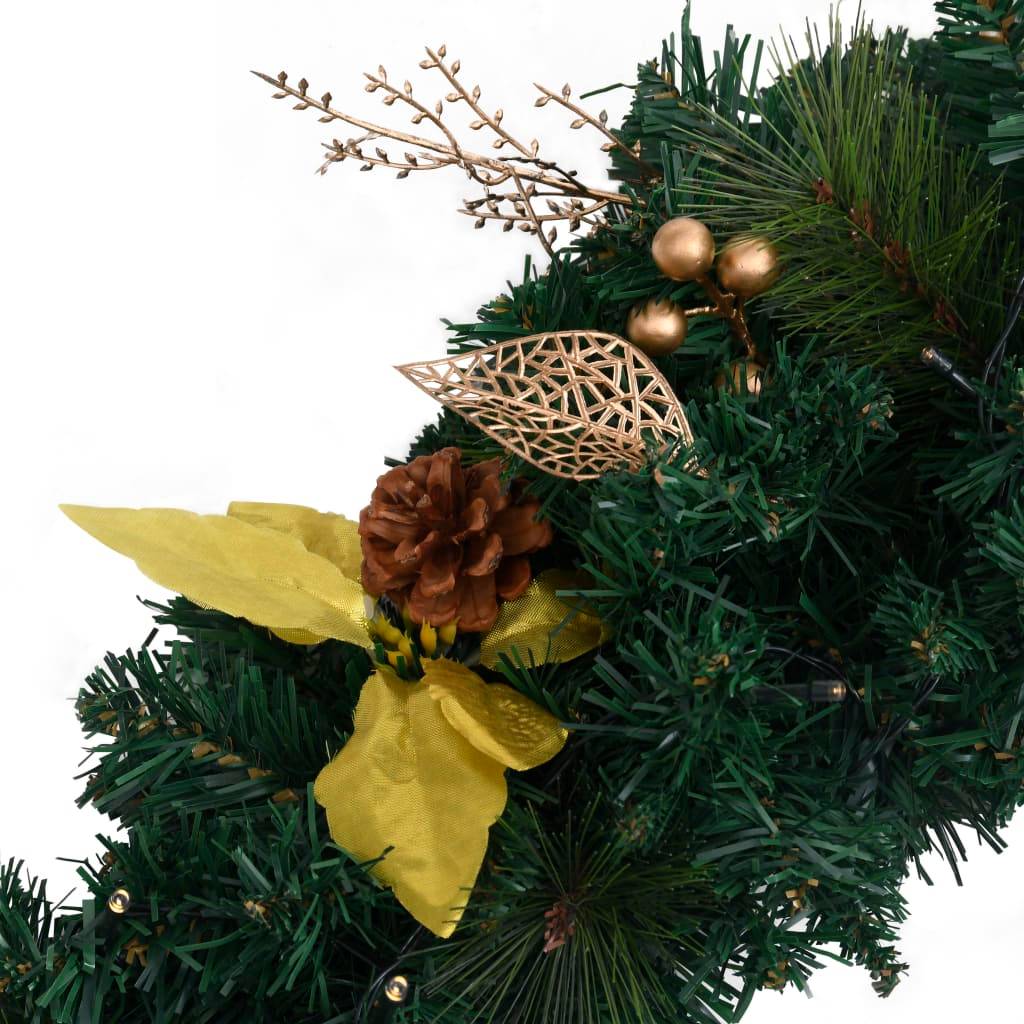 Vidaxl - Couronne de Noël avec lumières LED vert 60 cm PVC vidaXL 320974 - Image 4