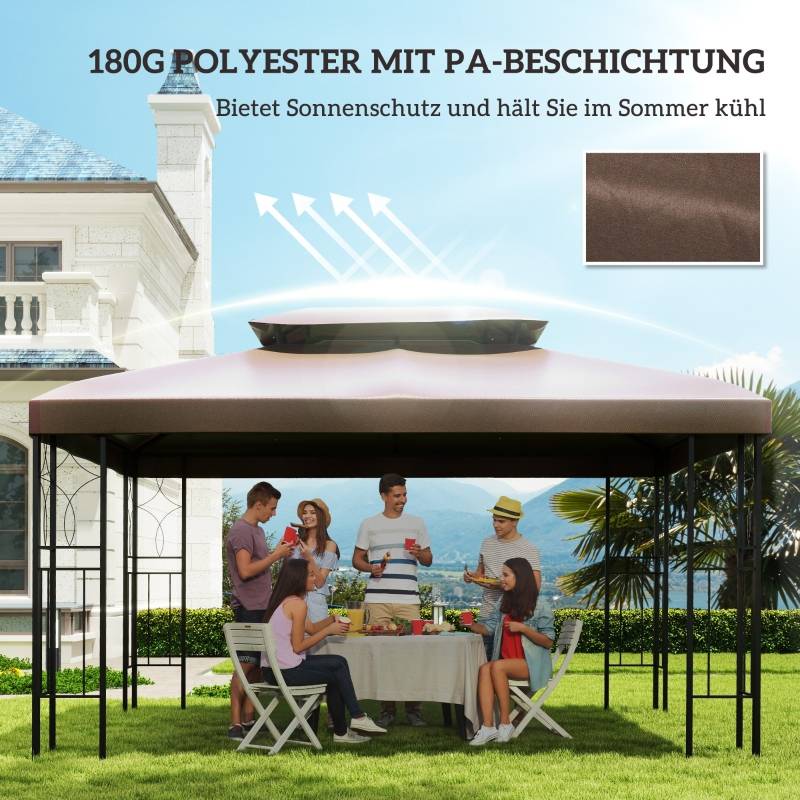 Toile de Rechange Tonnelle 3x4m Polyester Café Pavillon Double Toit - ComfortXL Outdoor Living - Image 5