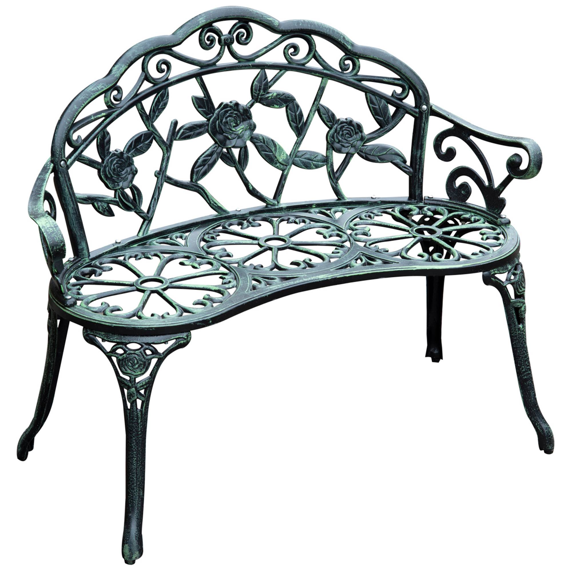 PANGIVO - Banc de jardin métal vert antique 100 x 54 x 78 cm - PANGIVO