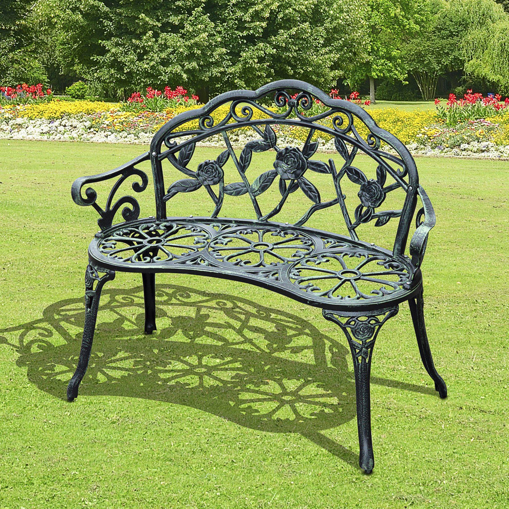 PANGIVO - Banc de jardin métal vert antique 100 x 54 x 78 cm - PANGIVO - Image 2