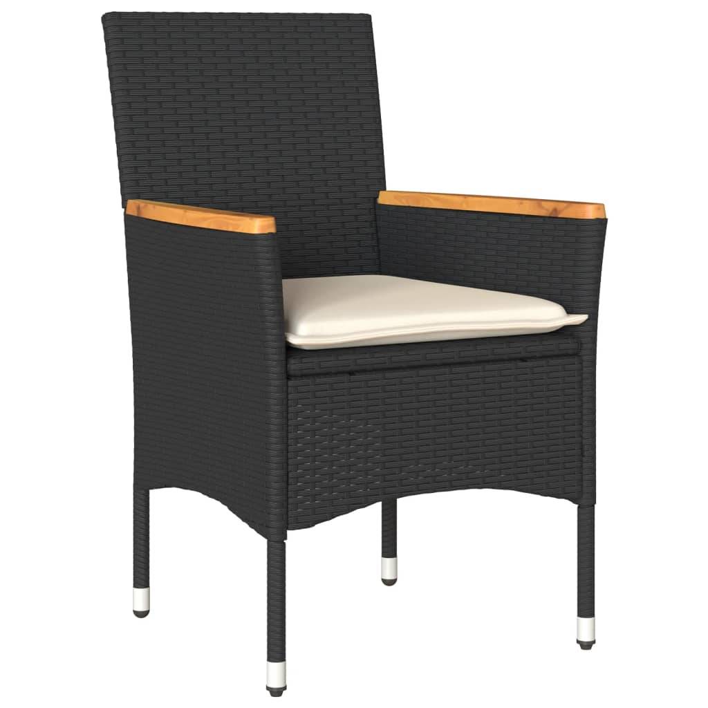Vidaxl - Ensemble à manger de jardin et coussins 3 pcs-Salons de jardin noir rotin acacia 677573 - Image 3