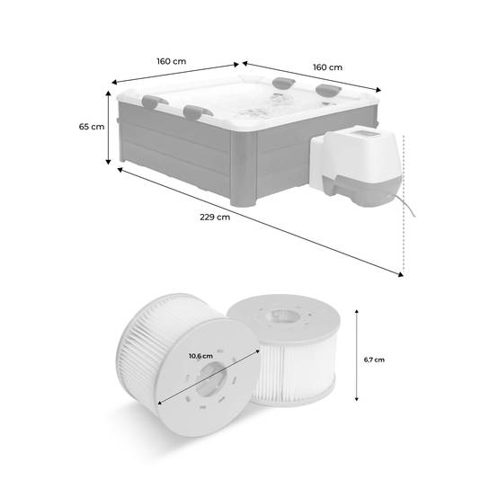 sweeek - Spa rigide MSPA 6 places 4 coussins hydromassages. 8 filtres + bâche incluse 180 cm x 65 cm | sweeek - Image 4