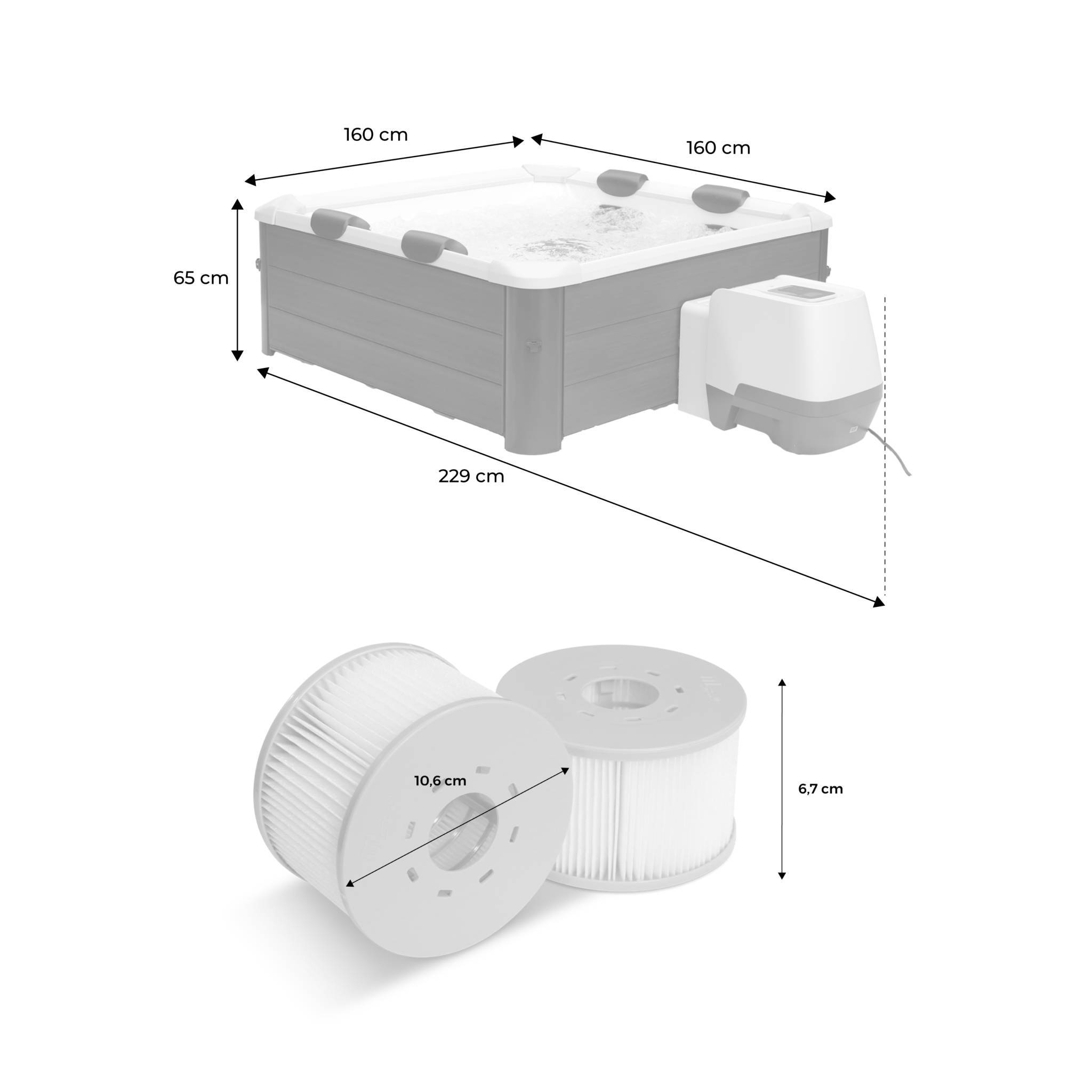 sweeek - Spa rigide MSPA 6 places 4 coussins hydromassages. 8 filtres + bâche incluse 180 cm x 65 cm | sweeek - Image 4