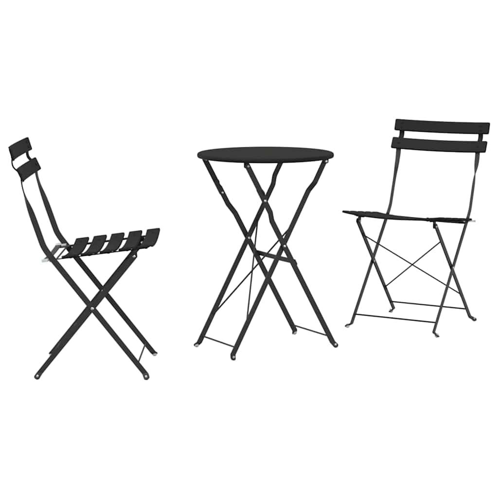 Vidaxl - Ensemble bistro pliant 3 pcs-Salons de jardin Anthracite Acier - Image 2