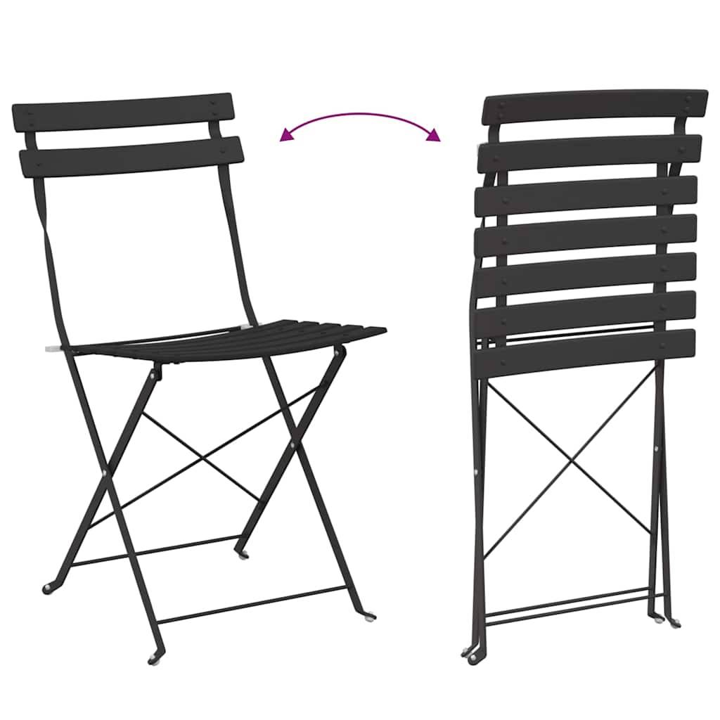 Vidaxl - Ensemble bistro pliant 3 pcs-Salons de jardin Anthracite Acier - Image 9