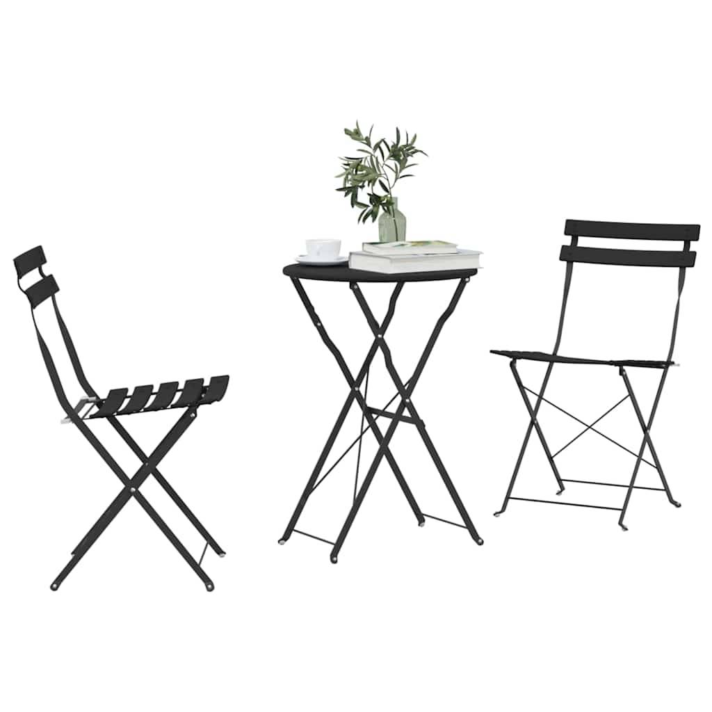 Vidaxl - Ensemble bistro pliant 3 pcs-Salons de jardin Anthracite Acier - Image 3