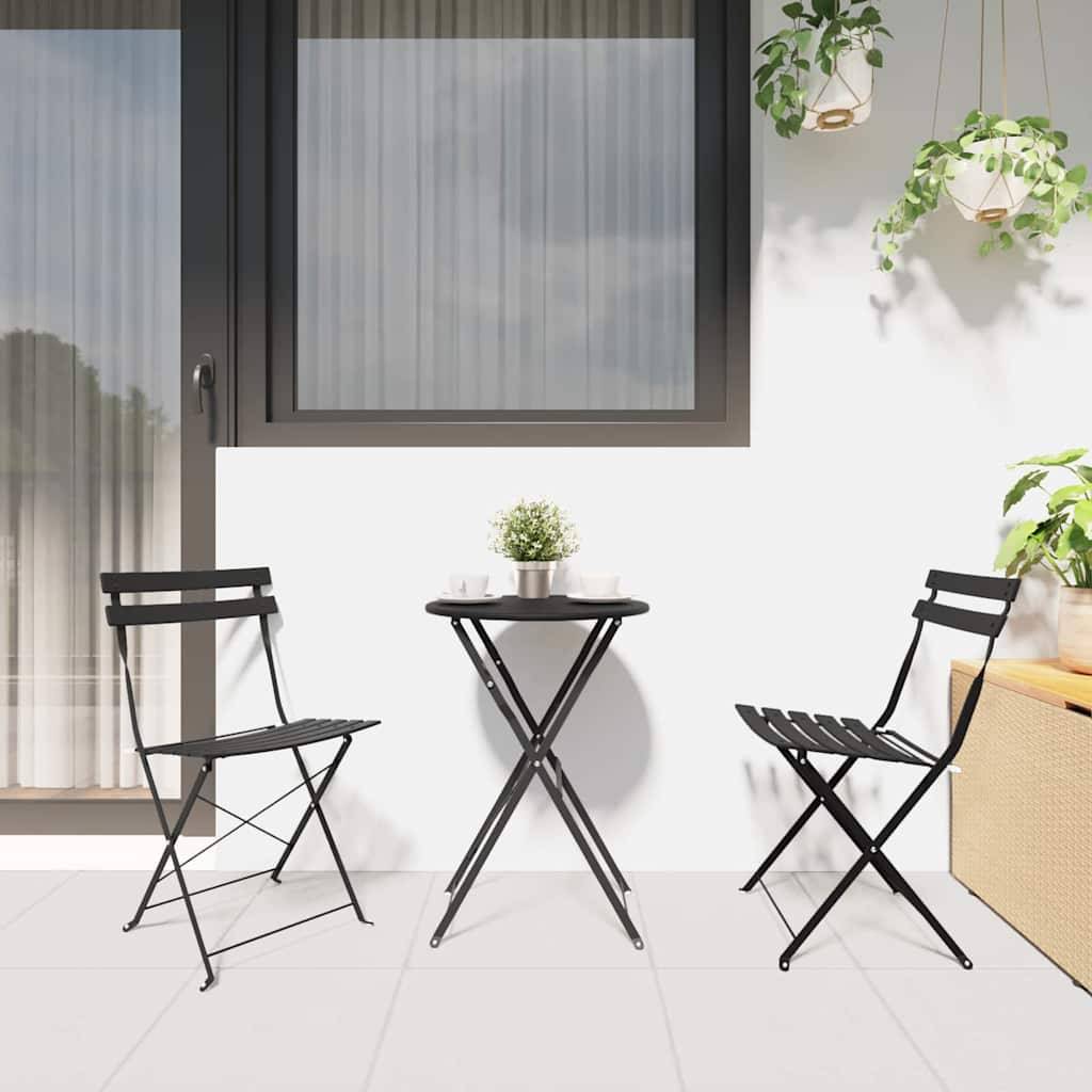 Vidaxl - Ensemble bistro pliant 3 pcs-Salons de jardin Anthracite Acier - Image 4