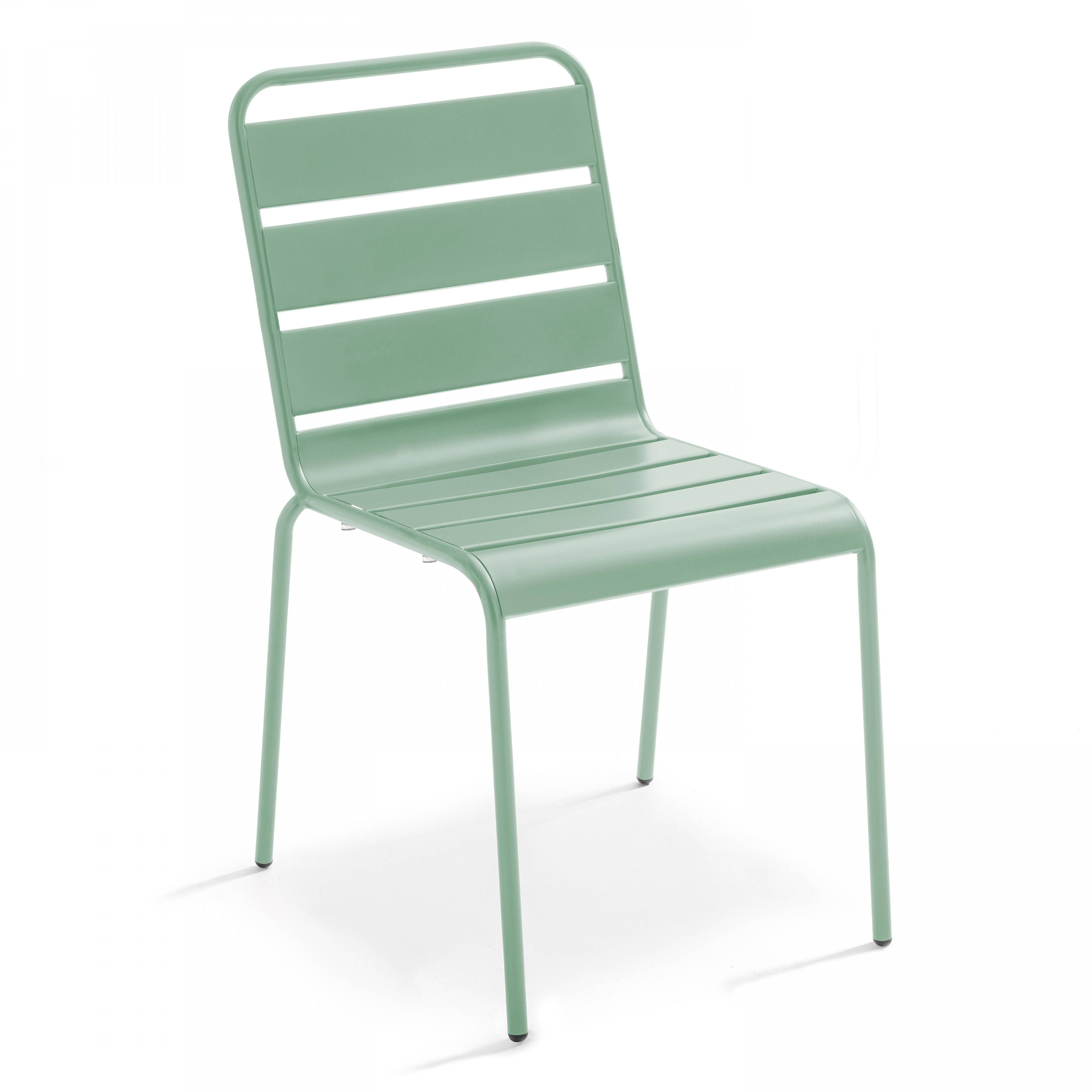 Oviala - Ensemble table de jardin et 6 chaises en métal vert sauge Palavas - Oviala - Image 6