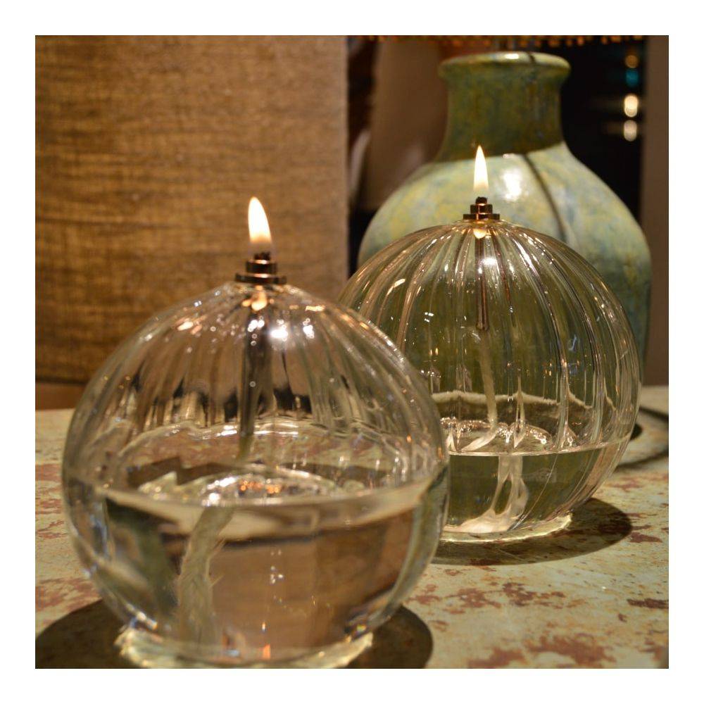 Bazardeluxe - Lampe à huile en verre strié Sphere 11 x 12 cm - Image 3