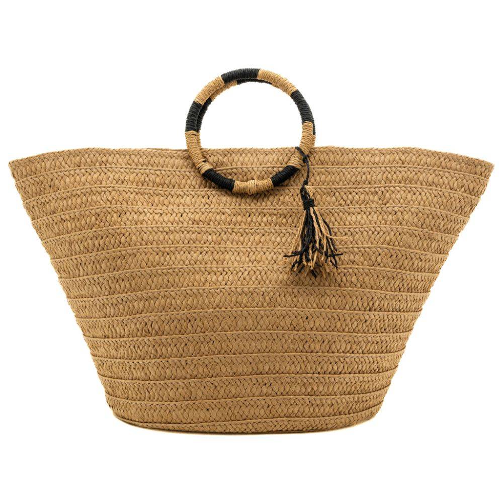 Aubry Gaspard - Sac cabas tressé naturel avec anses rondes - Image 3