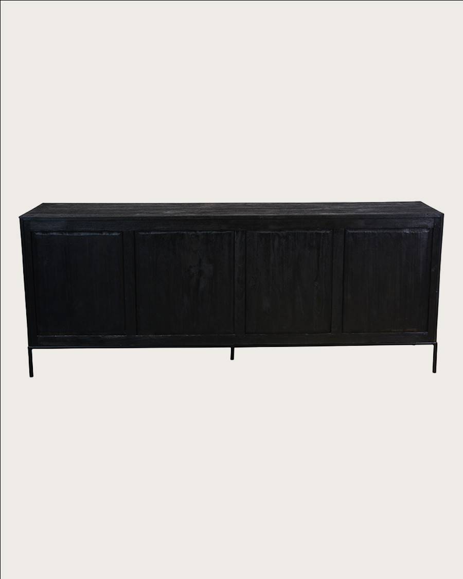 Indra grand - Grand buffet bas en teck recyclé bicolore 200 cm - UNIQKA - Image 9