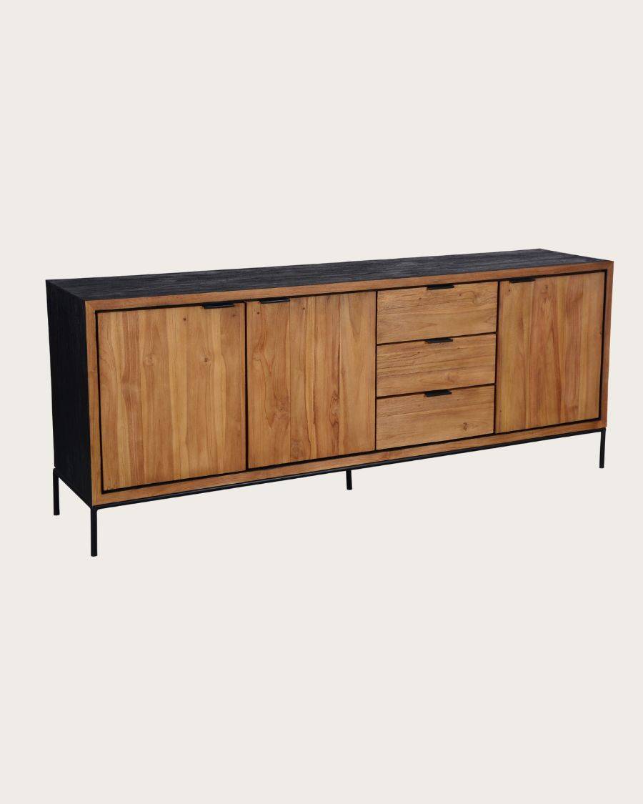 Indra grand - Grand buffet bas en teck recyclé bicolore 200 cm - UNIQKA - Image 3