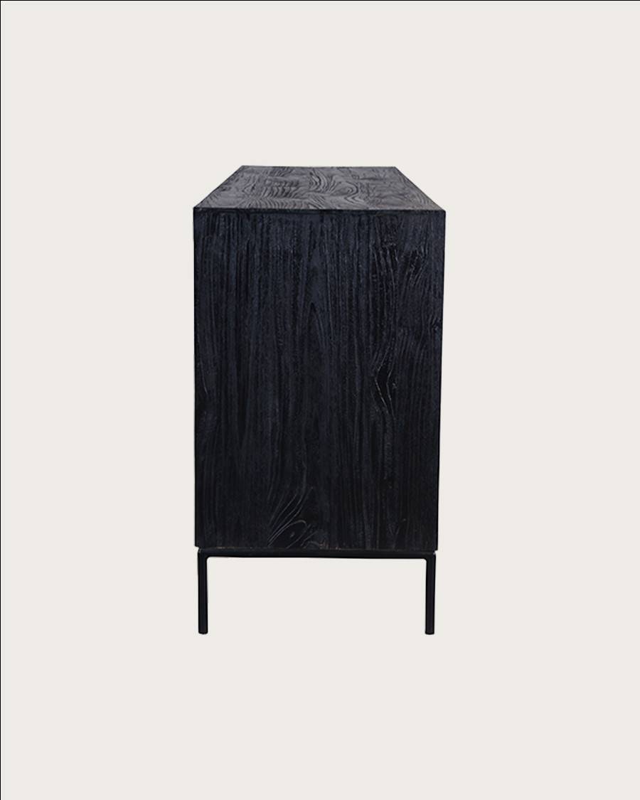 Indra grand - Grand buffet bas en teck recyclé bicolore 200 cm - UNIQKA - Image 8