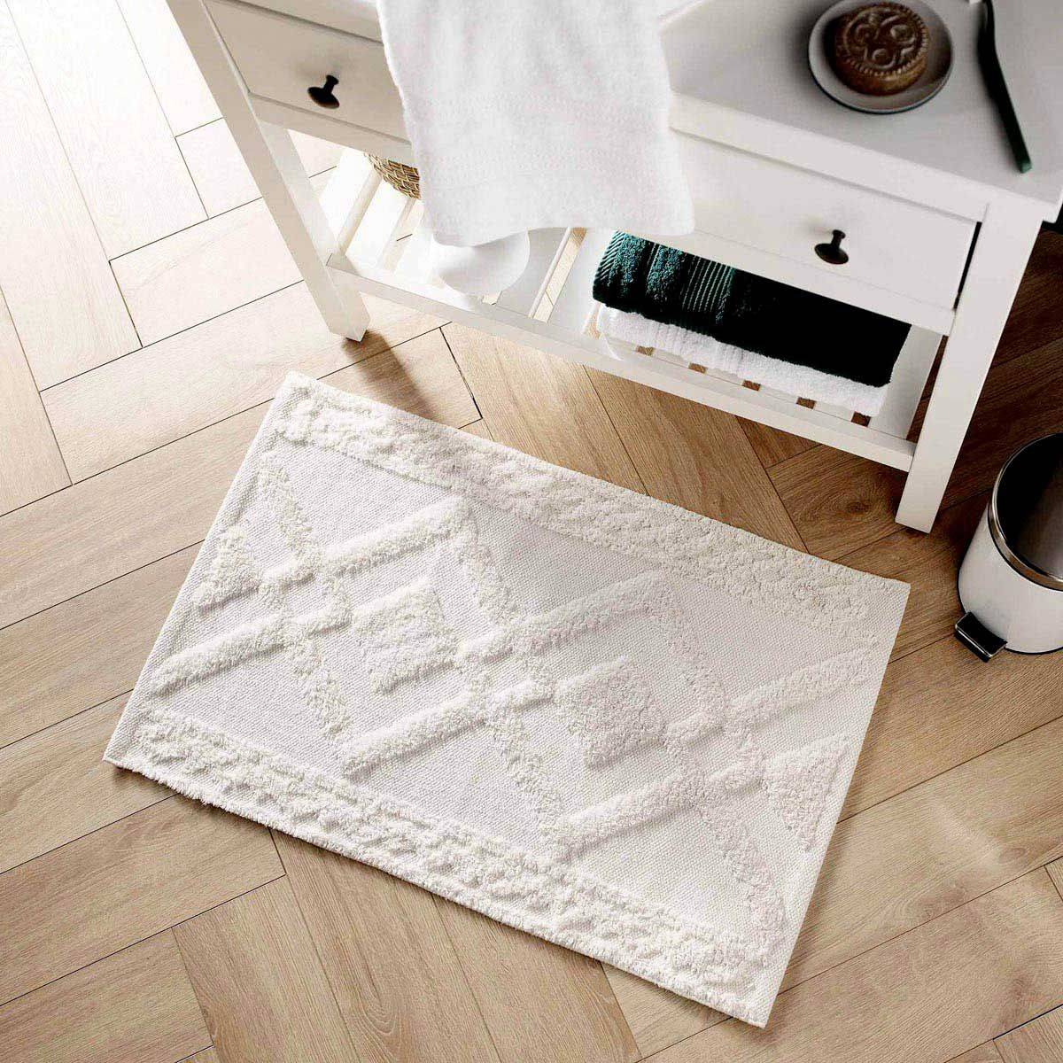 Tapis de Bain Jacquard "Gladis" 50x80cm Blanc - Image 5