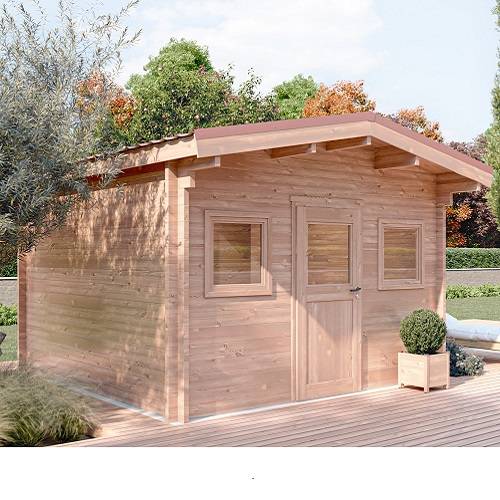 Studio de jardin OUTRIAZ 16m² - Bois Douglas épaisseur 55mm - Porte & fenêtres bois - Toiture Bacacier avec voliges ss toiture - MON CHALET DE JARDIN - Image 1