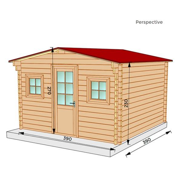 Studio de jardin OUTRIAZ 16m² - Bois Douglas épaisseur 55mm - Porte & fenêtres bois - Toiture Bacacier avec voliges ss toiture - MON CHALET DE JARDIN - Image 2