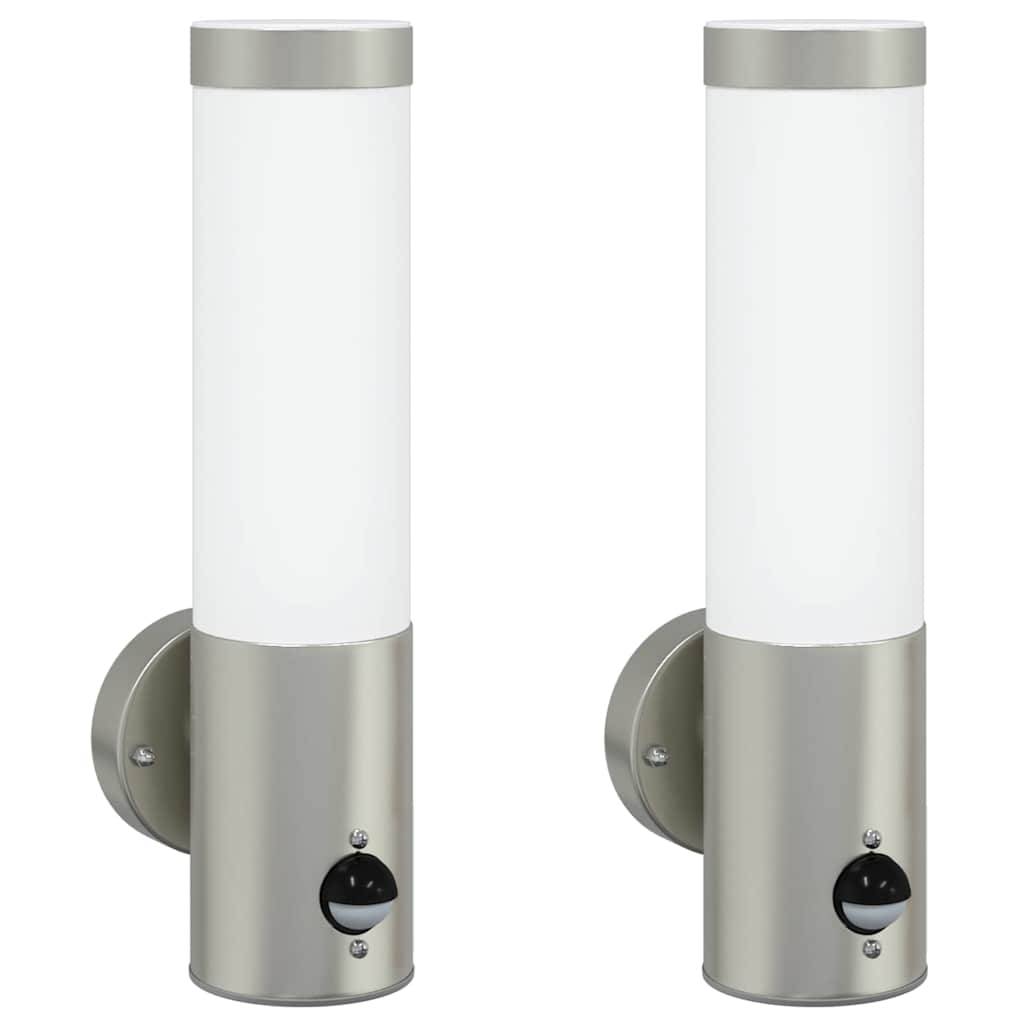 2pcs Appliques murales extérieures - Lampes murales extérieures Argent 12 x 7.5 x 29 cm g9 - Image 1